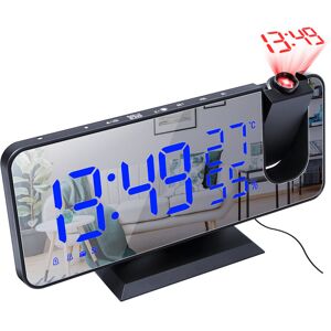 GreenZech (Black+Blue) LED Digital Alarm Clock FM Radio HD Time Projection Mirror Clocks S GreenZech (Black+Blue) LED Digital Alarm Clock FM Radio HD Time Projection Mirror Clocks S