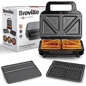 Breville 3-in-1 Ultimate Snack Maker Deep Fill Toastie Maker, Waffle Maker & P Breville 3-in-1 Ultimate Snack Maker Deep Fill Toastie Maker, Waffle Maker & P
