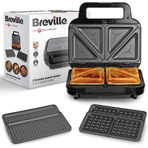 Breville 3-in-1 Ultimate Snack Maker Deep Fill Toastie Maker, Waffle Maker & P Breville 3-in-1 Ultimate Snack Maker Deep Fill Toastie Maker, Waffle Maker & P