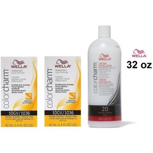 (10GV + 10GV+Developer (Vol. 20) 32oz) Wella Color Charm Haircolor 10GV Honey Bl (10GV + 10GV+Developer (Vol. 20) 32oz) Wella Color Charm Haircolor 10GV Honey Bl