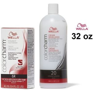 (6R + Developer (Vol. 20) 32oz) 6R Red Terra Cotta Wella Color Charm Permanent H (6R + Developer (Vol. 20) 32oz) 6R Red Terra Cotta Wella Color Charm Permanent H