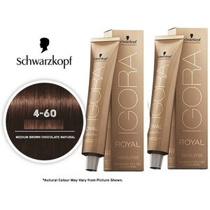 (2pks) Schwarzkopf Igora Royal 4-60 Medium Brown Chocolate Natural Permanent Col (2pks) Schwarzkopf Igora Royal 4-60 Medium Brown Chocolate Natural Permanent Col