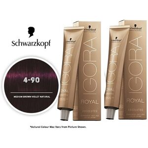 (2pks) Schwarzkopf Igora Royal 4-90 Medium Brown Violet Natural Permanent Color (2pks) Schwarzkopf Igora Royal 4-90 Medium Brown Violet Natural Permanent Color