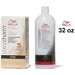 (6NN + Dev (Vol.20) 32oz) Wella 6NN Intense Dark Blonde Color Charm Permanent Li (6NN + Dev (Vol.20) 32oz) Wella 6NN Intense Dark Blonde Color Charm Permanent Li