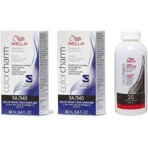 (9A+9A+Dev (Vol. 20) 3.6oz) Wella 10A Palest Ash Blonde Color Charm Permanent Li (9A+9A+Dev (Vol. 20) 3.6oz) Wella 10A Palest Ash Blonde Color Charm Permanent Li