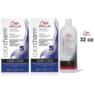 (12A(2)+Dev(Vol.20)32oz) Wella 12A Frosty Ash Color Charm Permanent Liquid Hairc (12A(2)+Dev(Vol.20)32oz) Wella 12A Frosty Ash Color Charm Permanent Liquid Hairc