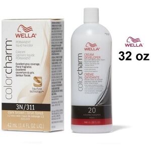 (3N+Dev(Vol.20)32oz) Wella 3N Dark Brown Color Charm Permanent Liquid Haircolor (3N+Dev(Vol.20)32oz) Wella 3N Dark Brown Color Charm Permanent Liquid Haircolor