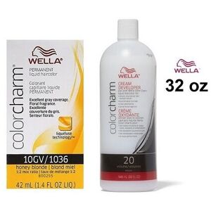 (10GV+Dev(Vol.20)32oz) Wella Color Charm 10GV Honey Blonde Permanent Liquid Hair (10GV+Dev(Vol.20)32oz) Wella Color Charm 10GV Honey Blonde Permanent Liquid Hair