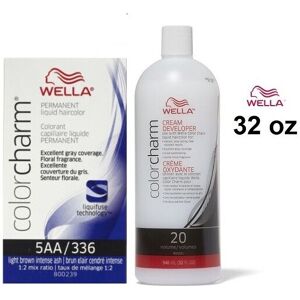 (5AA+Dev(Vol.20)32oz) Wella 5AA Light Brown Intense Ash Color Charm Permanent Li (5AA+Dev(Vol.20)32oz) Wella 5AA Light Brown Intense Ash Color Charm Permanent Li