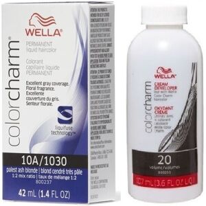 (10A+Dev (Vol. 20) 3.6oz) Wella 9A Pale Ash Blonde Color Charm Permanent Liquid (10A+Dev (Vol. 20) 3.6oz) Wella 9A Pale Ash Blonde Color Charm Permanent Liquid