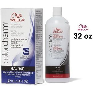 (9A+Dev(Vol.20)32oz) Wella 9A Pale Ash Blonde Color Charm Permanent Liquid Hairc (9A+Dev(Vol.20)32oz) Wella 9A Pale Ash Blonde Color Charm Permanent Liquid Hairc