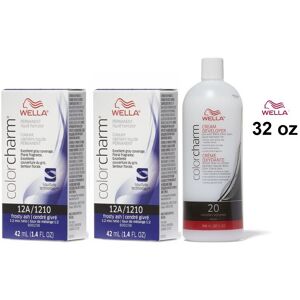 (12A(2)+Dev(Vol.20)32oz) Wella 12A Frosty Ash Color Charm Permanent Liquid Hairc (12A(2)+Dev(Vol.20)32oz) Wella 12A Frosty Ash Color Charm Permanent Liquid Hairc