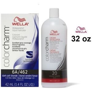 (6A+Dev(Vol.20)32oz) Wella 6A Dark Ash Blonde Color Charm Permanent Liquid Hairc (6A+Dev(Vol.20)32oz) Wella 6A Dark Ash Blonde Color Charm Permanent Liquid Hairc