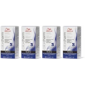 (7A/672 - pack of 4) Wella 6AA Dark Blonde Intense Ash Color Charm Permanent Liq (7A/672 - pack of 4) Wella 6AA Dark Blonde Intense Ash Color Charm Permanent Liq