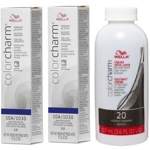 (10A(2)+Dev(Vol.20)3.6oz) Wella Color Charm 10A/1030 Palest Ash Blonde Permanent (10A(2)+Dev(Vol.20)3.6oz) Wella Color Charm 10A/1030 Palest Ash Blonde Permanent