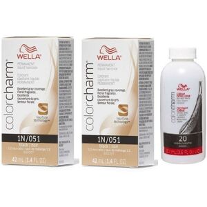 (1N(2)+Dev(Vol.20)3.6oz) Wella 1N Black Color Charm Permanent Liquid Haircolor (1N(2)+Dev(Vol.20)3.6oz) Wella 1N Black Color Charm Permanent Liquid Haircolor