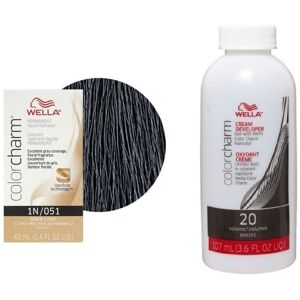 (1N+Dev(Vol.20)3.6oz) Wella 1N Black Color Charm Permanent Liquid Haircolor (1N+Dev(Vol.20)3.6oz) Wella 1N Black Color Charm Permanent Liquid Haircolor