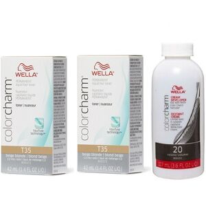 (T35 (2x), Dev (Vol.20) 3.6oz) Wella Color Charm T14 Pale Ash Blonde Permanent L (T35 (2x), Dev (Vol.20) 3.6oz) Wella Color Charm T14 Pale Ash Blonde Permanent L