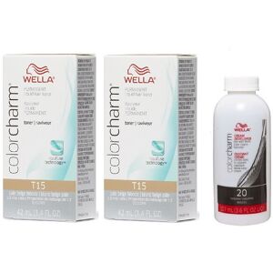 (T15+T15+Dev (Vol. 20) 3.6oz) Wella Color Charm T14 Pale Ash Blonde Permanent Li (T15+T15+Dev (Vol. 20) 3.6oz) Wella Color Charm T14 Pale Ash Blonde Permanent Li