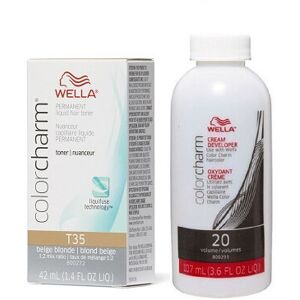(T35 & Dev (Vol.20) 3.6oz) Wella Color Charm T35 Beige Blonde Permanent Liquid H (T35 & Dev (Vol.20) 3.6oz) Wella Color Charm T35 Beige Blonde Permanent Liquid H