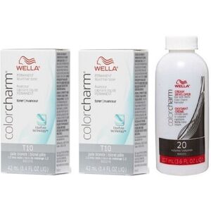 (T10 (2x), Dev (Vol.20) 3.6oz) Wella Color Charm T35 Beige Blonde Permanent Liqu (T10 (2x), Dev (Vol.20) 3.6oz) Wella Color Charm T35 Beige Blonde Permanent Liqu