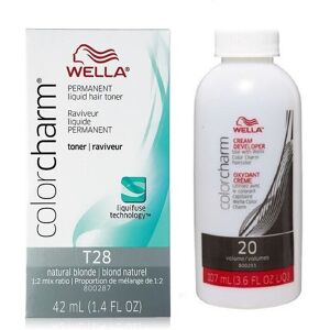 (T28 & Dev (Vol. 20) 3.6oz) Wella Color Charm T28 Natural Blonde Permanent Liqui (T28 & Dev (Vol. 20) 3.6oz) Wella Color Charm T28 Natural Blonde Permanent Liqui