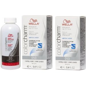 (O50 (2x), Dev (Vol.20) 3.6oz) Wella Color Charm T28 Natural Blonde Permanent Li (O50 (2x), Dev (Vol.20) 3.6oz) Wella Color Charm T28 Natural Blonde Permanent Li