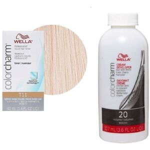(T11 & Dev (Vol. 20) 3.6oz) Wella Color Charm T28 Natural Blonde Permanent Liqui (T11 & Dev (Vol. 20) 3.6oz) Wella Color Charm T28 Natural Blonde Permanent Liqui