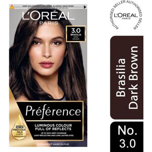 L’Oréal Paris LOreal Paris Preference permanent hair dye, 3 Brasilia Dark Brown L’Oréal Paris LOreal Paris Preference permanent hair dye, 3 Brasilia Dark Brown
