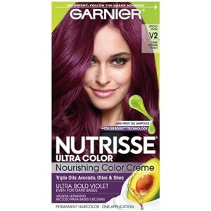Garnier Nutrisse Ultra Nourishing Hair Color Creme, V2 Dark Intense Violet, 1 Ki Garnier Nutrisse Ultra Nourishing Hair Color Creme, V2 Dark Intense Violet, 1 Ki