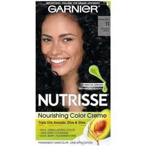 Garnier Nutrisse Black Hair Color Creme - Permanent, 11 Blackest Black - 1 Kit Garnier Nutrisse Black Hair Color Creme - Permanent, 11 Blackest Black - 1 Kit
