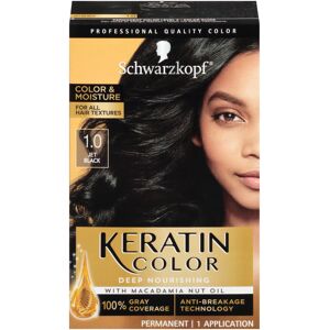 Schwarzkopf Keratin Color & Moisture Permanent Hair Color Kit, Jet Black 1.0 Schwarzkopf Keratin Color & Moisture Permanent Hair Color Kit, Jet Black 1.0