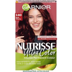 Garnier Nutrisse Ultra Color, Permanent Hair Dye, 2.6 Dark Cherry, Red Garnier Nutrisse Ultra Color, Permanent Hair Dye, 2.6 Dark Cherry, Red