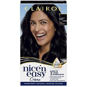 Clairol Nice'n Easy Crème, Natural Looking Oil Infused Permanent Hair Dye, 1 Blackest Bl Clairol Nice'n Easy Crème, Natural Looking Oil Infused Permanent Hair Dye, 1 Blackest Bl