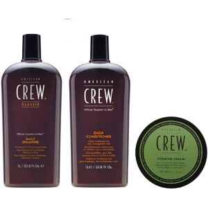 American Crew Daily Moisturizing Shampoo 1000ml, Conditioner 1000ml and Forming American Crew Daily Moisturizing Shampoo 1000ml, Conditioner 1000ml and Forming
