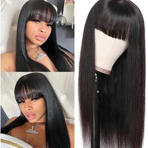 Unbranded Brazilian Virgin Straight Human Hair Wigs With Bangs 130% Density None Lace Fron Unbranded Brazilian Virgin Straight Human Hair Wigs With Bangs 130% Density None Lace Fron