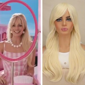 Unbranded (A) Women Barbie Movie Cosplay Costume Natural Wig Blonde Long Wavy/ Straight Pl Unbranded (A) Women Barbie Movie Cosplay Costume Natural Wig Blonde Long Wavy/ Straight Pl