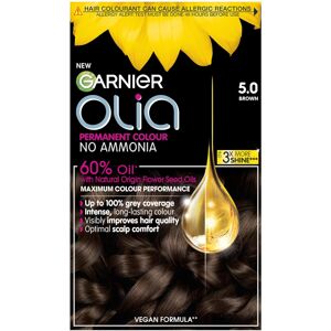 Garnier Olia Permanent Hair Dye, Up to 100% Grey Hair Coverage, No Ammonia, 5.0 Garnier Olia Permanent Hair Dye, Up to 100% Grey Hair Coverage, No Ammonia, 5.0