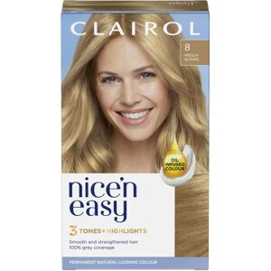Clairol Nice'n Easy CrÃme, Natural Looking Oil Infused Permanent Hair Dye, 8 Med Clairol Nice'n Easy CrÃme, Natural Looking Oil Infused Permanent Hair Dye, 8 Med