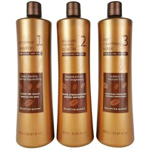 Unbranded Keratine Queen Brazilian Thermal Keratine Set 3 Pieces for Smooth & Shiny H Unbranded Keratine Queen Brazilian Thermal Keratine Set 3 Pieces for Smooth & Shiny H