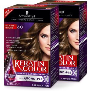 Schwarzkopf Keratin Color Permanent Hair Color Cream 6.0 Delicate Praline Pack Schwarzkopf Keratin Color Permanent Hair Color Cream 6.0 Delicate Praline Pack