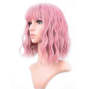 Kikidex (As show, One size) Soft Wavy Wig With Air Bangs Women's Short Bob Purple Pi Kikidex (As show, One size) Soft Wavy Wig With Air Bangs Women's Short Bob Purple Pi