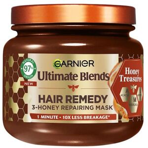 3 x Garnier Ultimate Blends Hair Remedy 3-Honey Repairing Mask 340ml 3 x Garnier Ultimate Blends Hair Remedy 3-Honey Repairing Mask 340ml