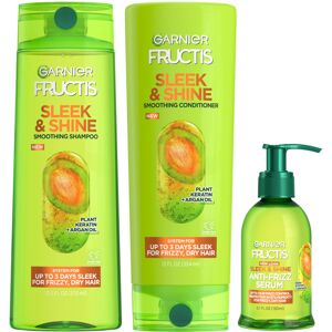 Garnier Fructis Sleek & Shine Shampoo Conditioner + Anti-Frizz Serum Set for Fr Garnier Fructis Sleek & Shine Shampoo Conditioner + Anti-Frizz Serum Set for Fr