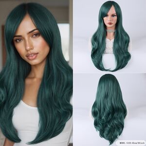 YEEPANO (Dark Green, 66.04cm) 66.04cm Dark Green Curly Wave Wig with Bangs - Natural Loo YEEPANO (Dark Green, 66.04cm) 66.04cm Dark Green Curly Wave Wig with Bangs - Natural Loo
