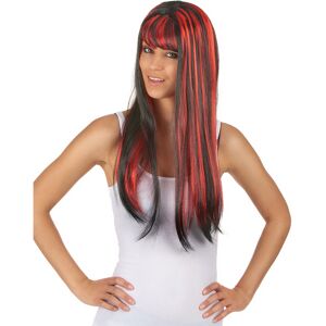 Rubies Long black wig with bangs and red highlights for women Rubies Long black wig with bangs and red highlights for women