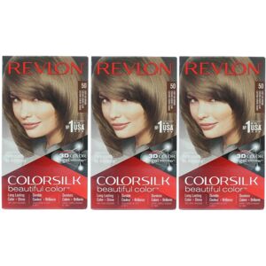 X3 Revlon 3D Hair Colour Gel Permanent Colorsilk 50 Light Ash Brown X3 Revlon 3D Hair Colour Gel Permanent Colorsilk 50 Light Ash Brown