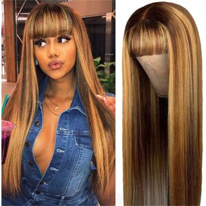 Unbranded Brazilian Human Hair Wig with Bangs, Highlight Ombre, Glueless Lace Front, 150% Unbranded Brazilian Human Hair Wig with Bangs, Highlight Ombre, Glueless Lace Front, 150%