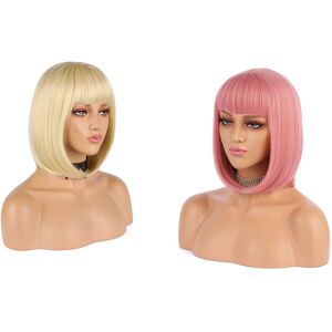 Unbranded Short Bob Wig with Bangs Heat Resistant Synthetic Colorful Cosplay Bob Wig for W Unbranded Short Bob Wig with Bangs Heat Resistant Synthetic Colorful Cosplay Bob Wig for W