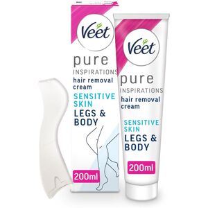 Veet Pure Sensitive Hair Removal Cream 200 ml - Leg Depilatory for Smooth, Exfol Veet Pure Sensitive Hair Removal Cream 200 ml - Leg Depilatory for Smooth, Exfol